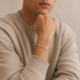 Silver jesus christ engraved bar bracelet with adjustable delicate chain links minimalist jewelry gift for men and women