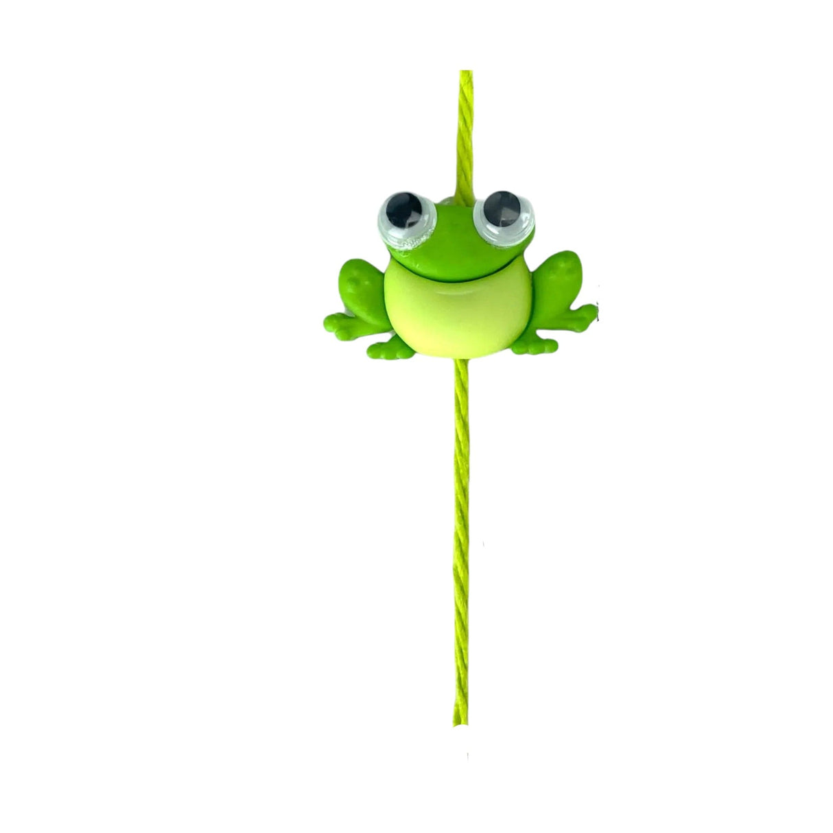 Bright green frog charm on cute cartoon Rakhi for Raksha Bandhan
