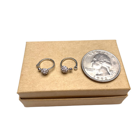 Cz Nose Ring with Rhodium Plating - Western Classic Nosepin Jewelry for Women Indian Nose Rings Hoops Non-Piercing Nose Pin Septum Ring Pressable Antique Silver Bridesmaid Nath Gift for Her - LoveNspire