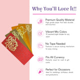 Red gold ornate Ganesha shagun money envelopes with intricate designs