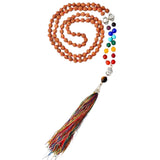 LOVENSPIRE 108 7 chakra rudraksha mala necklace with Buddha pendant