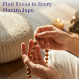 Certified 5 Face Rudraksha Mala with brown textured beads and golden accents