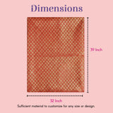 Rich red gold woven brocade fabric diamond pattern 39x32 inches saree blouse