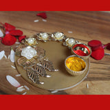 Decorative haldi kumkum thali holder with bowl indian