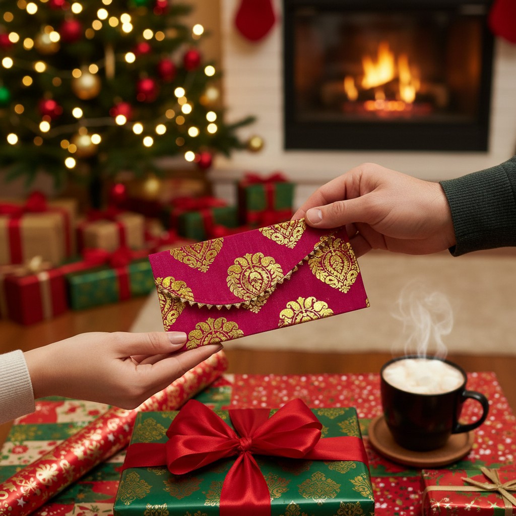 Pack of 5 Brocade Fabric Money Envelopes for Cash Decorative Shagun Lifafa Gift Card Holder Lucky Cash Currency Holder Magnetic Tip Envelopes Wedding Diwali Gift