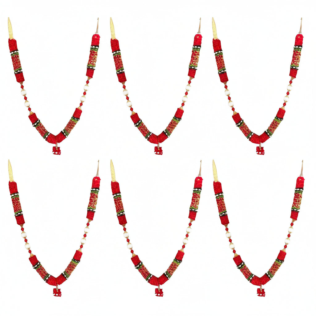 God Goddess Haar Mala Garland 16 - 17 Inch Reusable Satin Flower Mala for Idol Pooja, Temple Decor, Photo Frame Shringar Garland