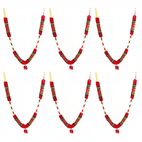 God Goddess Haar Mala Garland 16 - 17 Inch Reusable Satin Flower Mala for Idol Pooja, Temple Decor, Photo Frame Shringar Garland