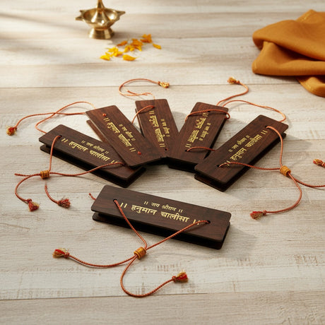 Hanuman Chalisa Pocket Path Book with Wooden Cover | Bajrangbali Puja Granth for Daily Prayer, Travel Use & Gift Purpose – Compact Devotional Book for Hanuman Bhakts (5.5 Inches)