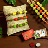 Rakhi for Brother Bhaiya Bhabhi Traditional Handmade Assorted Designer Rakhi Set Roli Chawal, Greeting Card Rakshabandhan Rakhi Bracelet Hemper Gift - LoveNspire