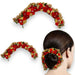Decorative red and gold floral rhinestone hair accessory handmade for traditional Indian bridal and party wear