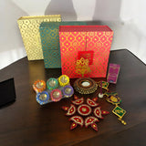 Diwali gift hamper indian festival box with clay diya