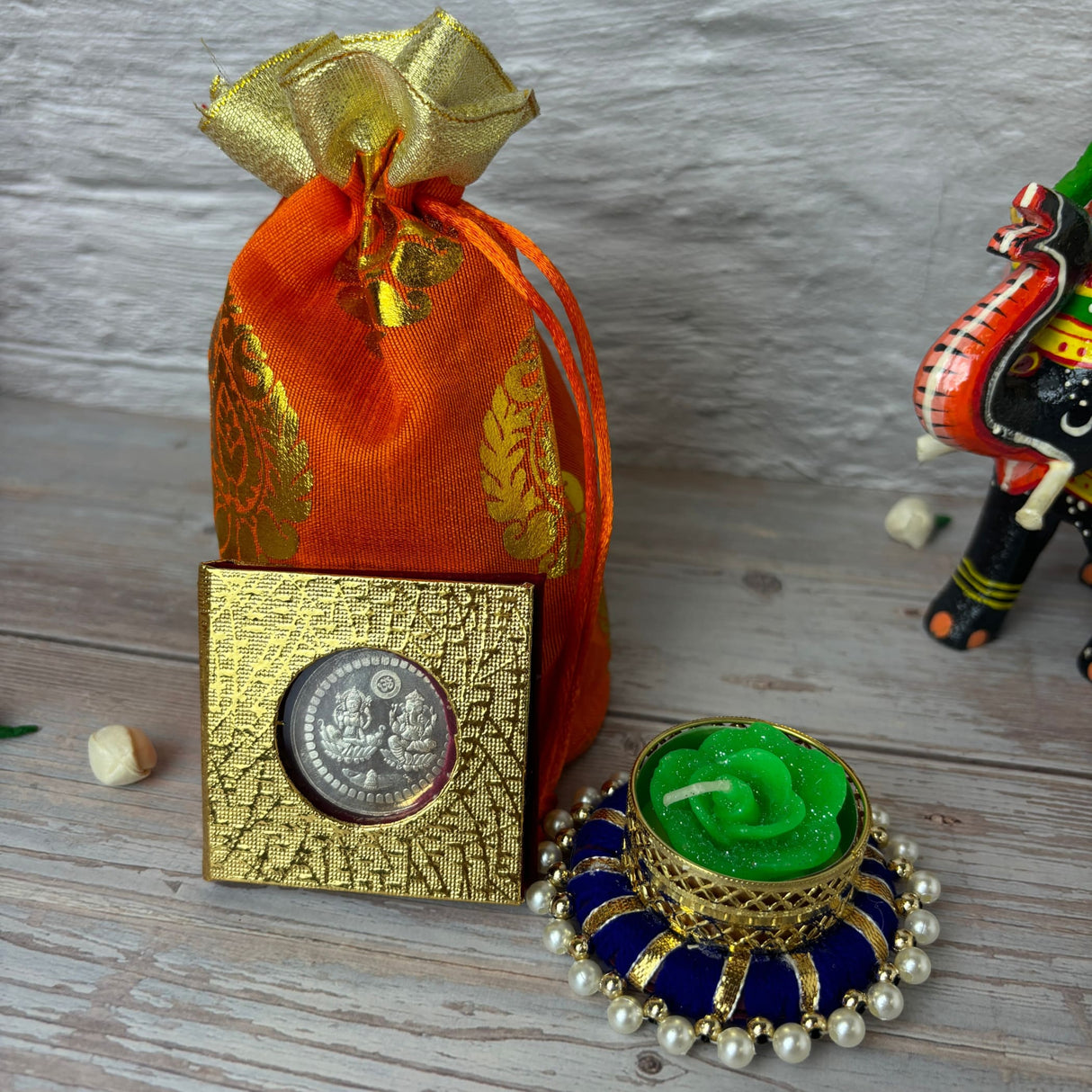 Diwali gift hamper indian festival brocade potli bag