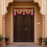 Vibrant marigold jasmine door toran garland on wooden door, 44 inch Diwali decor