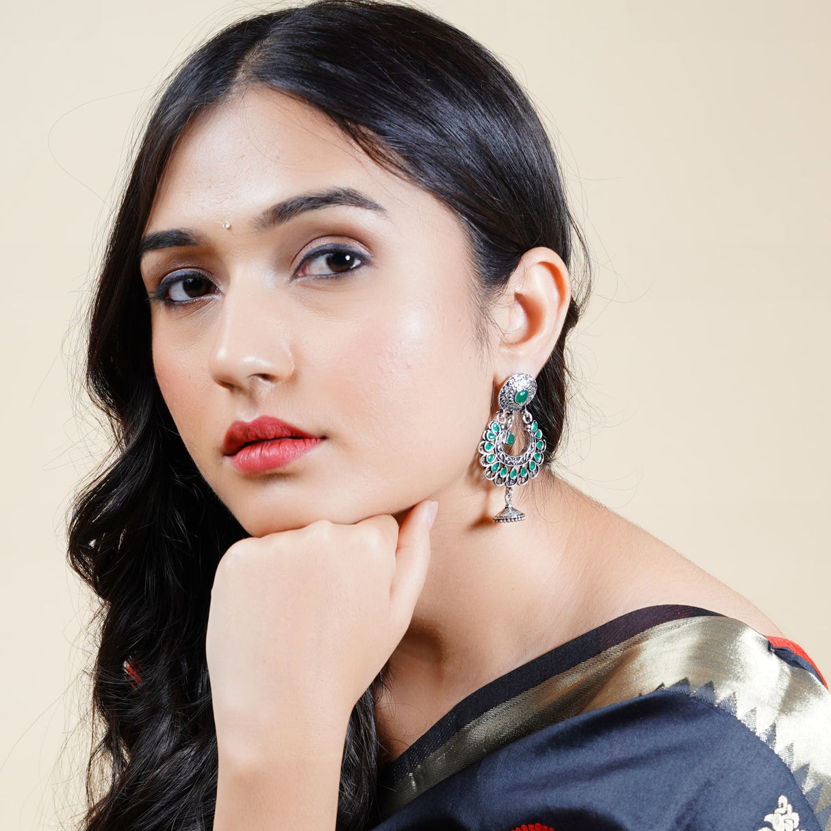 Earrings oxidised aesthetic stylish indian ethnic