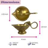 Elephant brass diya deepam vilakku with two ornate engraved oil lamps for home pooja and Diwali decorations