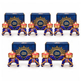 Blue and gold elephant-shaped handmade Diwali candle holders with intricate designs for festive gifting and decor