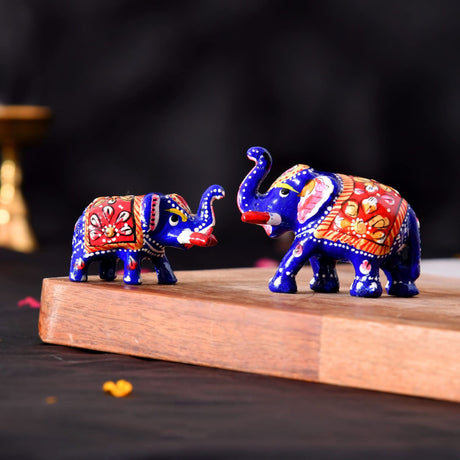 Handcrafted Rajasthani Elephant Statue for Home Decorations Ceramic Elephant Figurines Room Shelf Office Table Living Room Boho Decor Elephants Gifts for Women Good Luck Housewarming Gift - LoveNspire