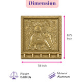 Golden aluminum wall-mounted key holder with intricately engraved elephant and five decorative hooks for home decor