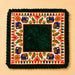 Elephant pooja aasan velvet prayer mat with dark green cushion, floral design, and colorful embroidered elephants