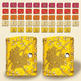 Yellow embroidered fabric pouches with gold thread and pearl embellishments for bangle organizing box storage bag