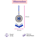 Blue evil eye chime hanging decoration with dangling bells for living room home office car wall ornament