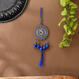 Blue dreamcatcher with evil eye OM hand, Turkish Nazar amulet, 13 inch protection charm