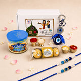 Blue diamond low sodium lightly salted almonds in a gold label tin with blue lid in raksha bandhan gift hamper set