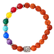 LOVENSPIRE 7 chakra Rudraksha bracelet with Buddha head charm