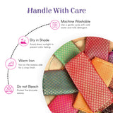 Vibrant multi-color woven brocade saree blouse fabric squares in assorted reds, greens, oranges, purples