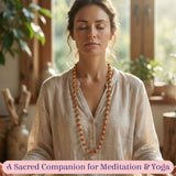 Certified 5-face Rudraksha mala necklace with reddish-brown and golden beads