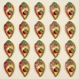 Bulk ganesh shankh haldi kumkum holder red and gold ornate elephant wall hanging with green accents for indian pooja gifts