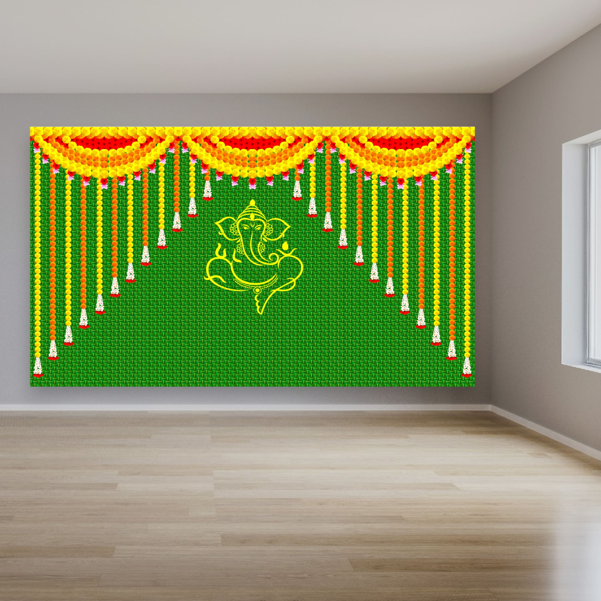 Buy ganesh with marigold backdrop pooja cloth pooja backdrop cloth backdrop