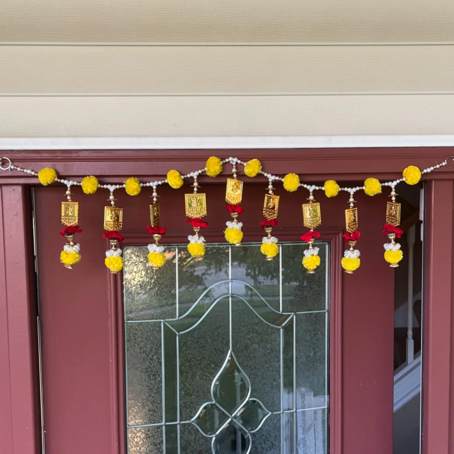 Door Toran Hanging Bandarwal for Home Pooja Decor Ganesha Beads Pompom Design Indian Vintage Traditional Main Door - Diwali Decoration Wedding Favor Housewarming Return Gift (36x5 Inches) - LoveNspire
