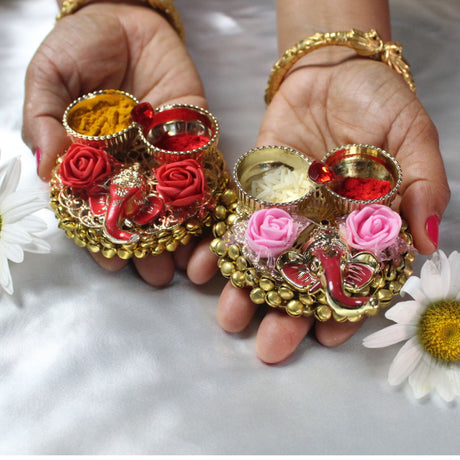 Ganesha bulk haldi kumkum thali holder pooja return gift