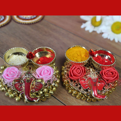 Ganesha bulk haldi kumkum thali holder pooja return gift