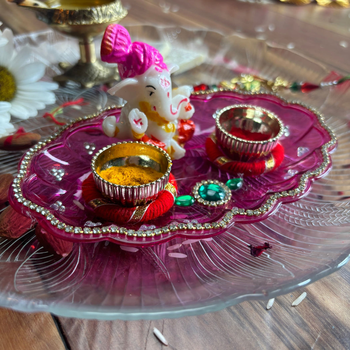 Ganesha haldi kumkum holder thali pooja return gift indian