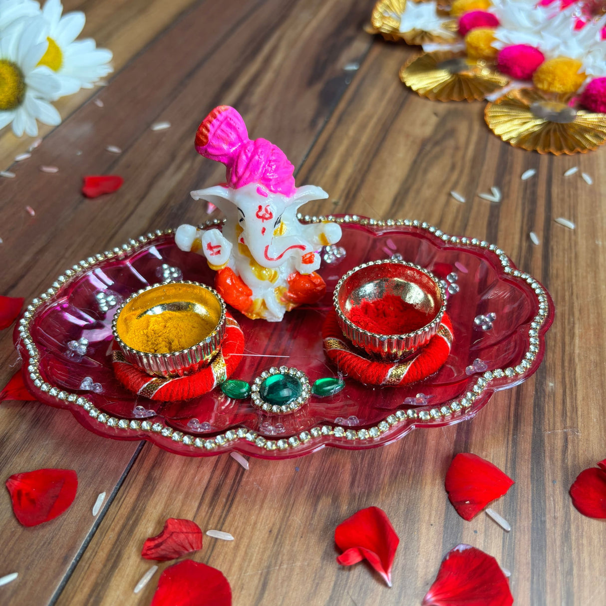 Ganesha haldi kumkum holder thali pooja return gift indian
