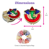 A vibrant 3-inch ganesha-themed decorative pin with green elephant head and gold metallic base for Indian festival use