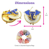 Gold-colored 3-inch ganesha-themed decorative haldi kumkum holder with blue glitter elephant face and ornate edges for indian festivals