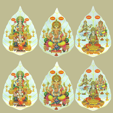 6CT Ganesha Laxmi and Saraswati Wall Sticker Decorative Easy Peel Poster Premium Glitter Effect Pooja Room Wall Sticker Hindu Diwali Decor Indian God Sticker Home Office - LoveNspire