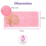Pink textured money envelope with gold embossed lord ganesha pattern and flap lock for indian wedding gifts