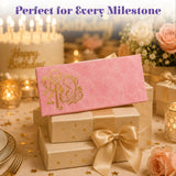 Pink rectangular money envelope with gold embossed ganesha design for indian wedding and cash gift holder
