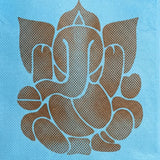 Light blue non woven paper napkin with brown halftone ganesha print for ecofriendly indian wedding and puja favors
