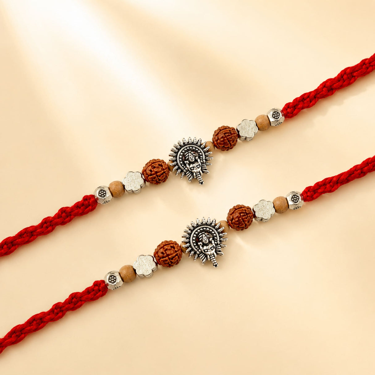 Traditional Ganesha Rakhi for Brother & Bhabhi – Handcrafted Adjustable Thread Bracelet, Protection & Good Luck Gift for Raksha Bandhan