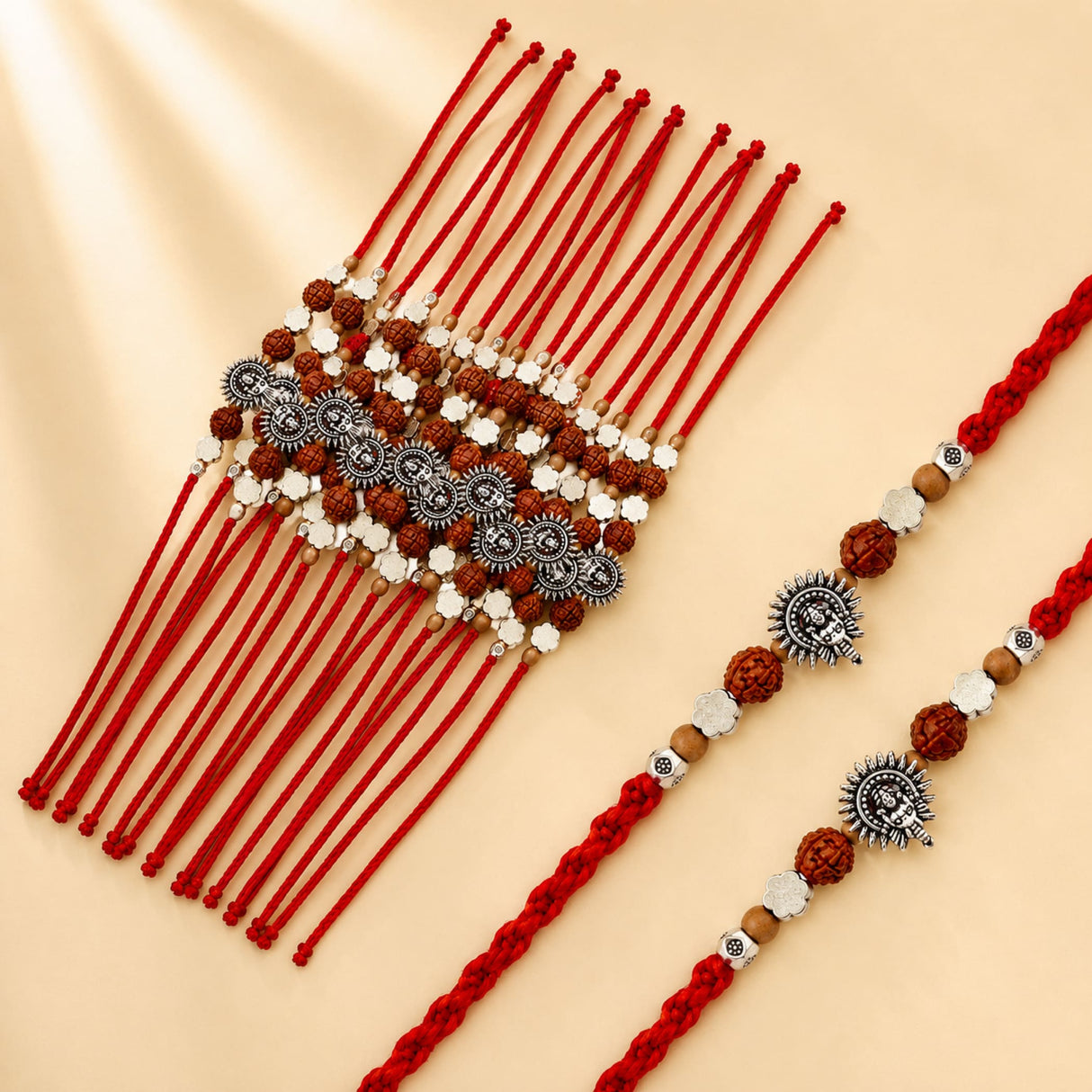 Traditional Ganesha Rakhi for Brother & Bhabhi – Handcrafted Adjustable Thread Bracelet, Protection & Good Luck Gift for Raksha Bandhan