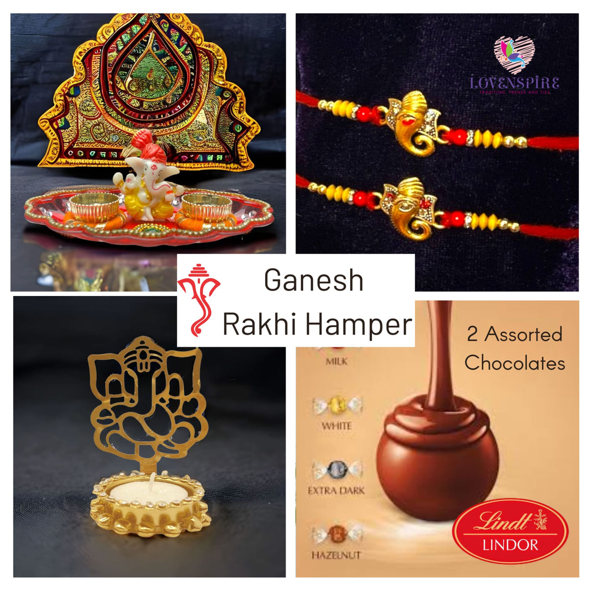 Ganesh Rakhi hamper with traditional puja set for Raksha Bandhan celebration