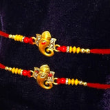 Image of two Ganesha Rakhi bracelets from the Ganesha Rakhi Gift Hamper set