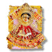 Golden Hindu deity figure with ornate red and gold clothing representing Goddess Mahalaxmi