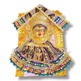Golden Hindu deity figure with ornate sequined clothing for divine home decoration