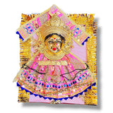 Ornate golden and pink Hindu deity figure representing Goddess Mahalaxmi for home decor